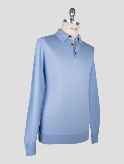 Kiton  Light Blue Cotton Sweater Polo