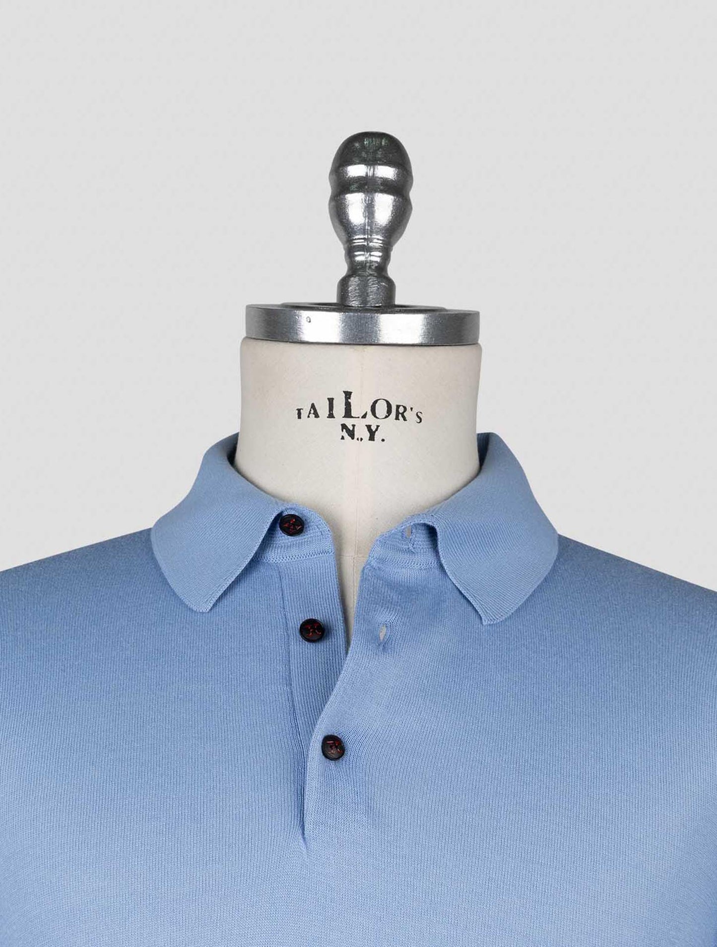 Kiton  Light Blue Cotton Sweater Polo
