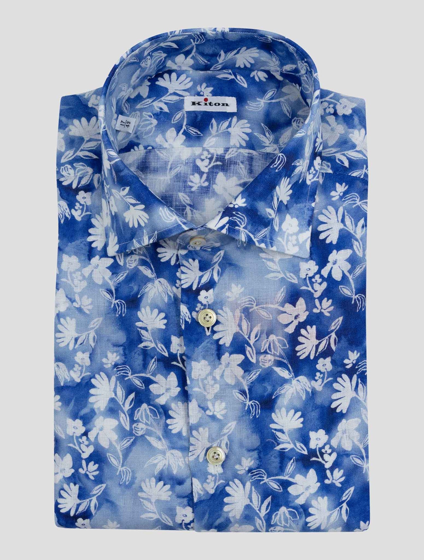 Kiton Blue White Linen Shirt