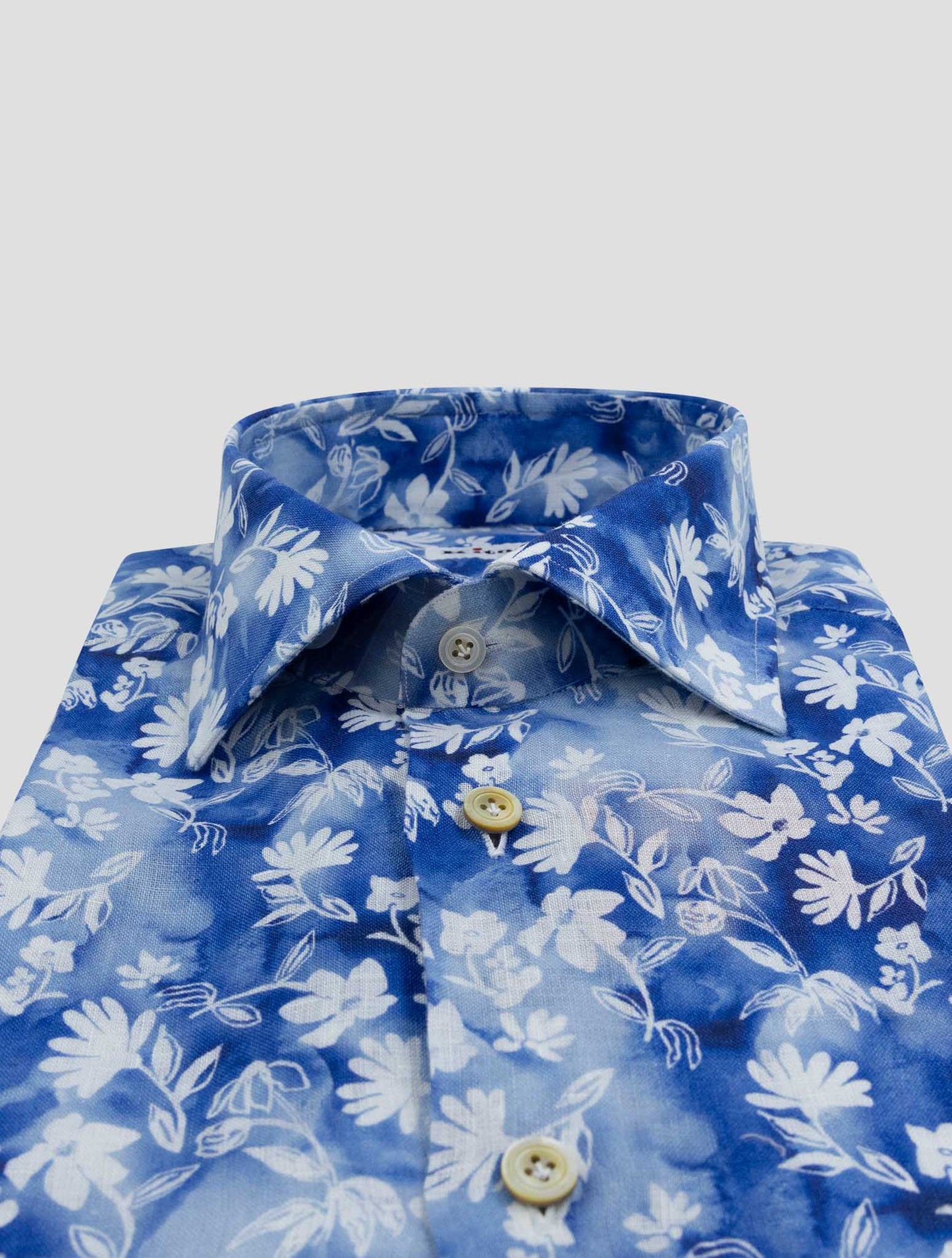 Kiton Blue White Linen Shirt