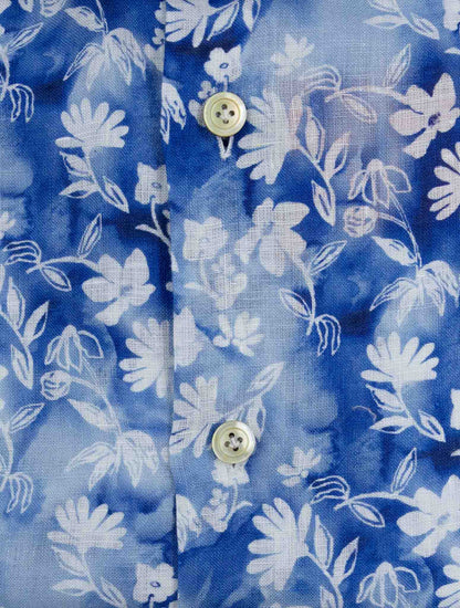 Kiton Blue White Linen Shirt