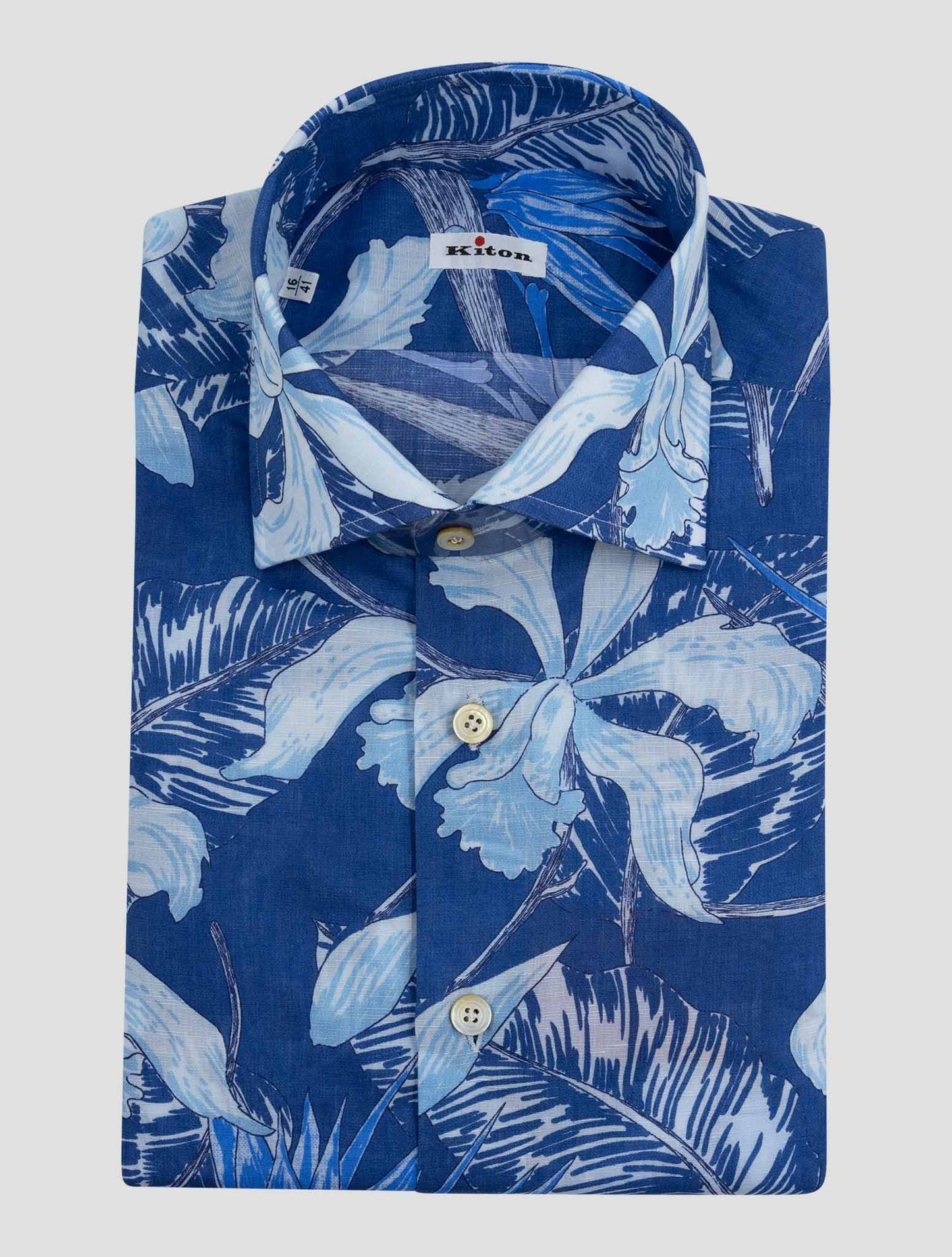 Kiton Blue Cotton Linen Shirt
