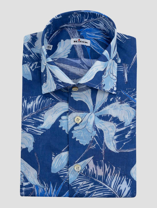 Kiton Blue Cotton Linen Shirt