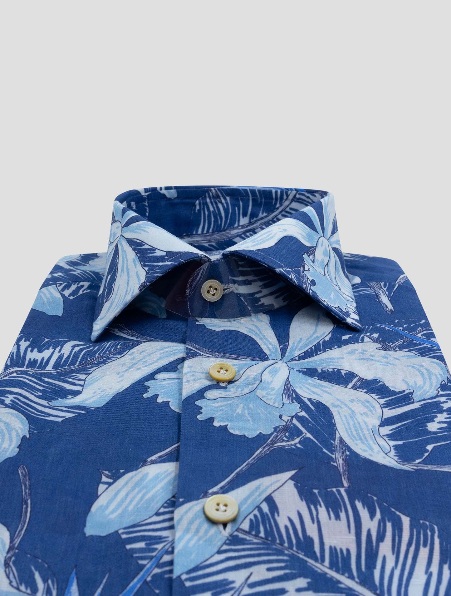 Kiton Blue Cotton Linen Shirt