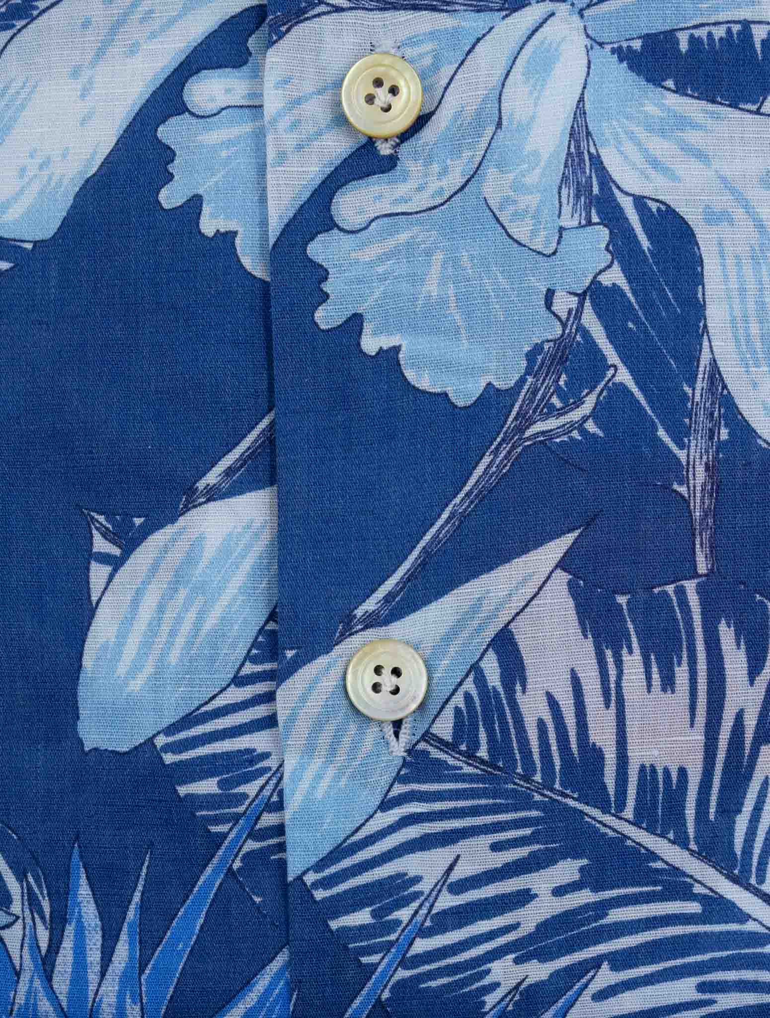Kiton Blue Cotton Linen Shirt