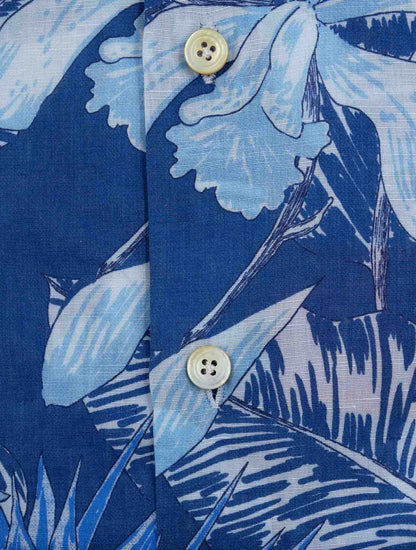 Kiton Blue Cotton Linen Shirt