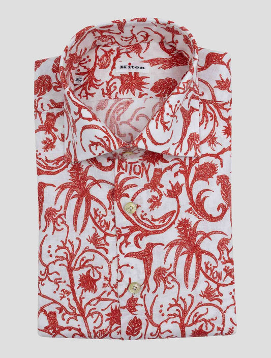 Kiton Red White Linen Shirt