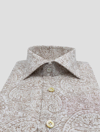 Kiton Brown White Linen Shirt