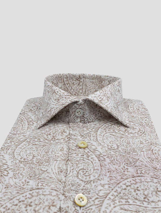 Kiton Brown White Linen Shirt