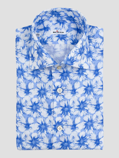 Kiton Blue White Linen Shirt