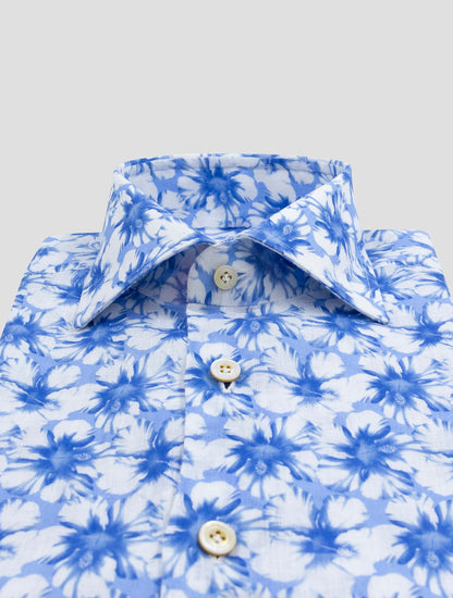 Kiton Blue White Linen Shirt