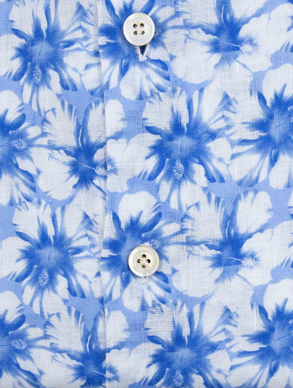 Kiton Blue White Linen Shirt