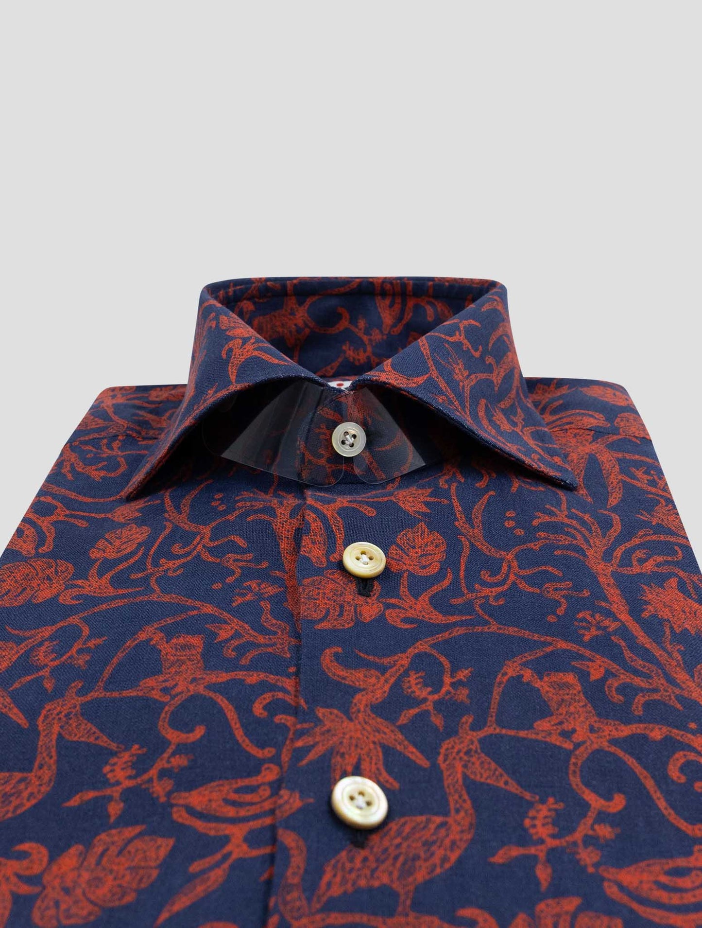 Kiton Blue Red Linen Shirt