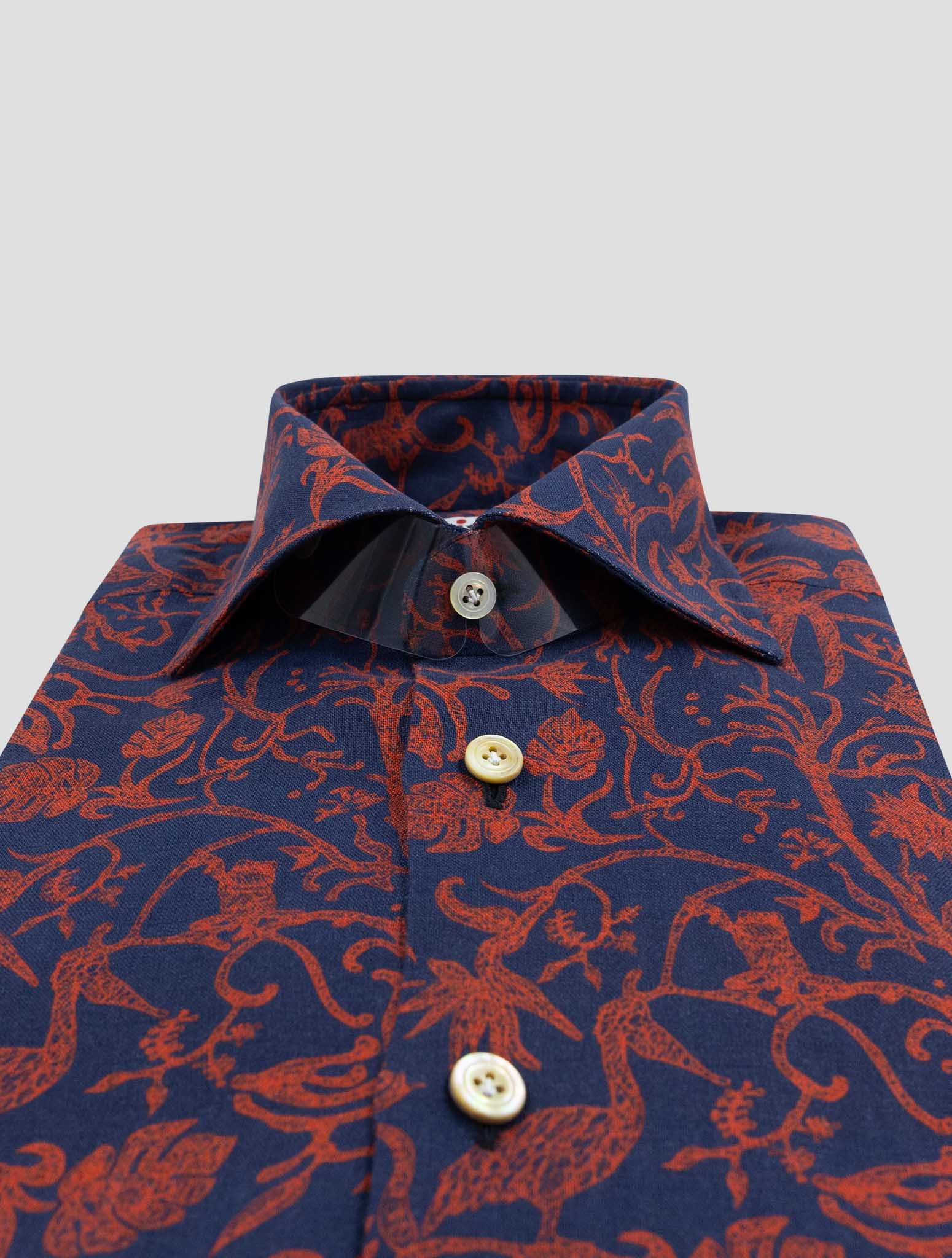 Kiton Blue Red Linen Shirt
