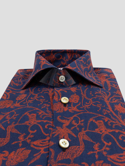 Kiton Blue Red Linen Shirt