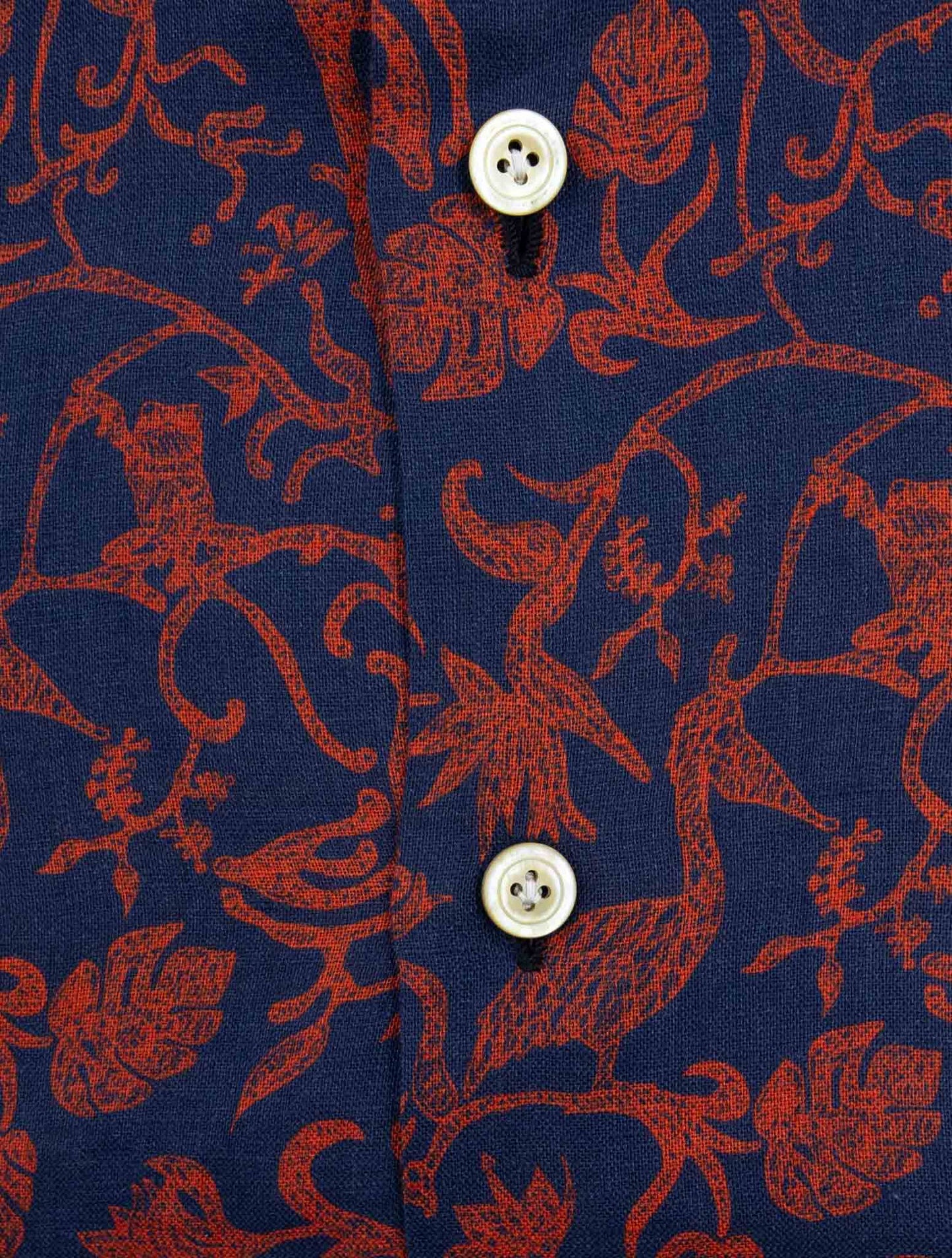 Kiton Blue Red Linen Shirt