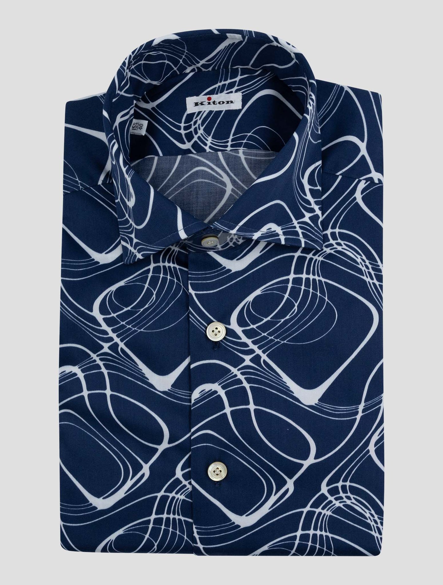 Kiton Blue White Cotton Ea Shirt
