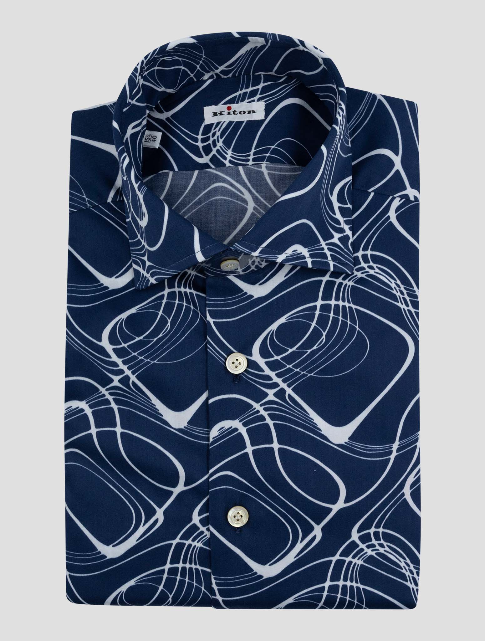 Kiton Blue White Cotton Ea Shirt