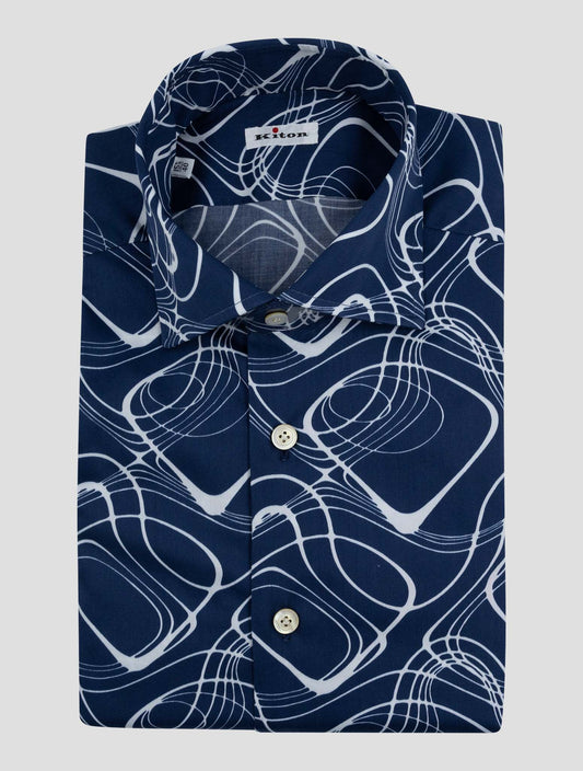 Kiton Blue White Cotton Ea Shirt