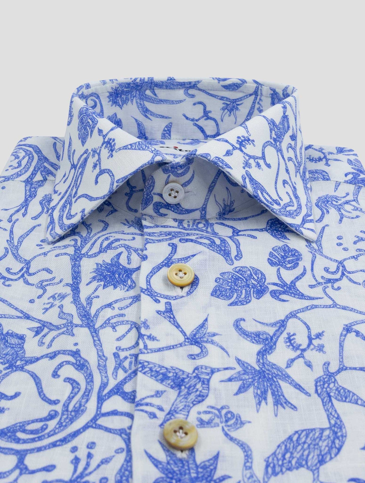 Kiton Blue White Linen Shirt