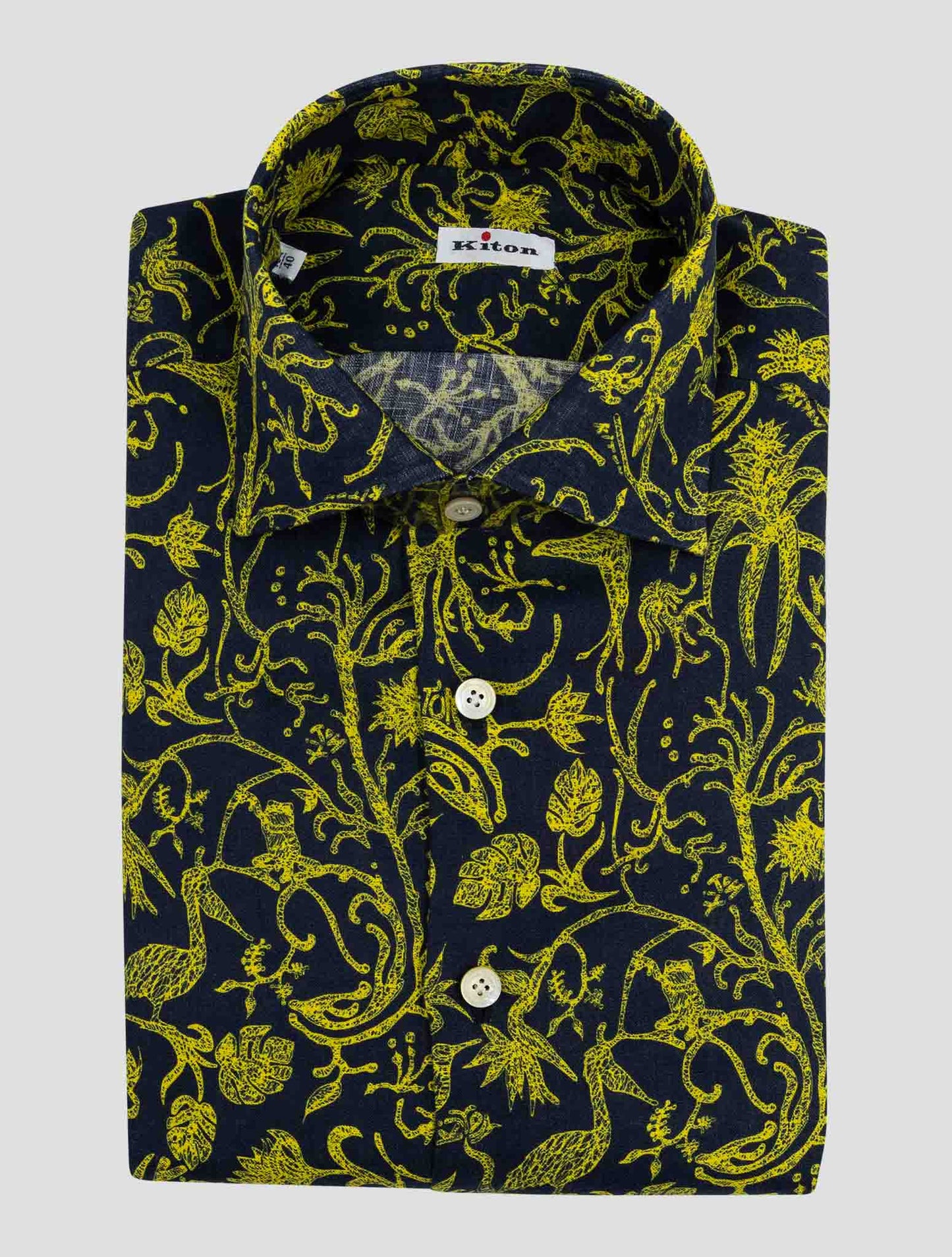 Kiton Blue Yellow Linen Shirt