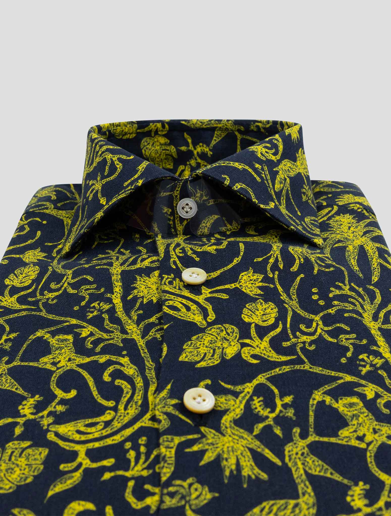 Kiton Blue Yellow Linen Shirt