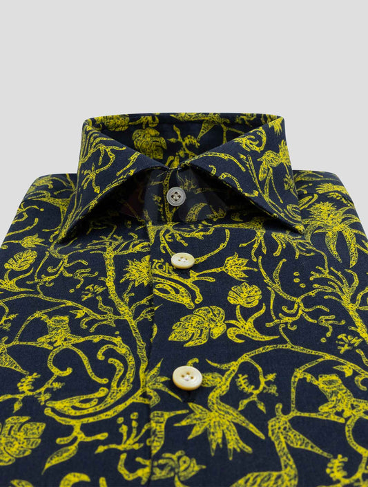 Kiton Blue Yellow Linen Shirt