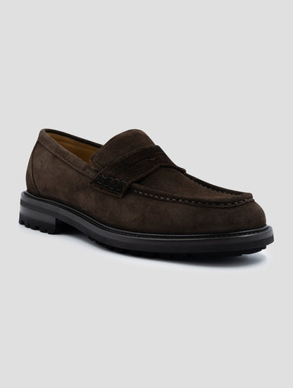 Kiton Brown Leather Suede Loafers
