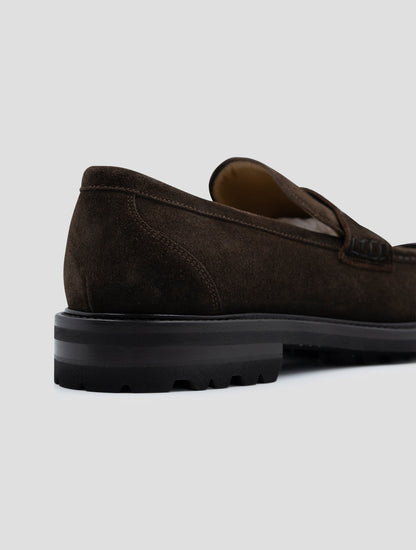 Kiton Brown Leather Suede Loafers
