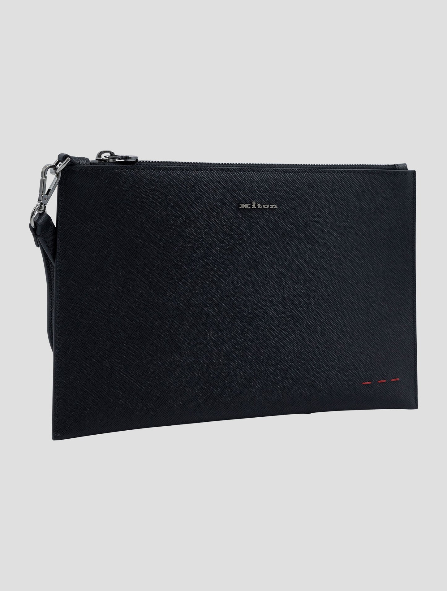 Kiton Black Leather Pochette