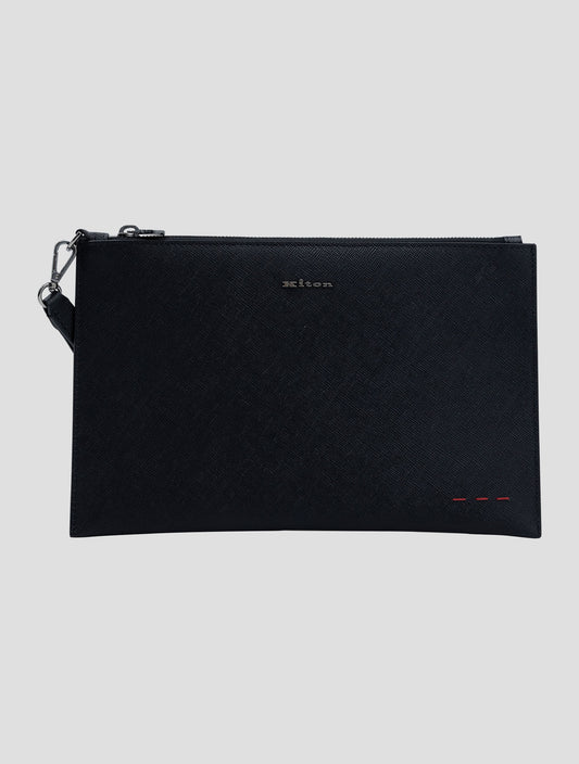 Kiton Black Leather Pochette