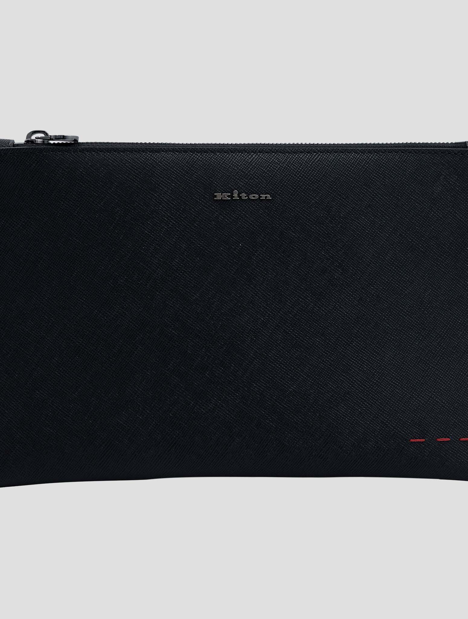 Kiton Black Leather Pochette