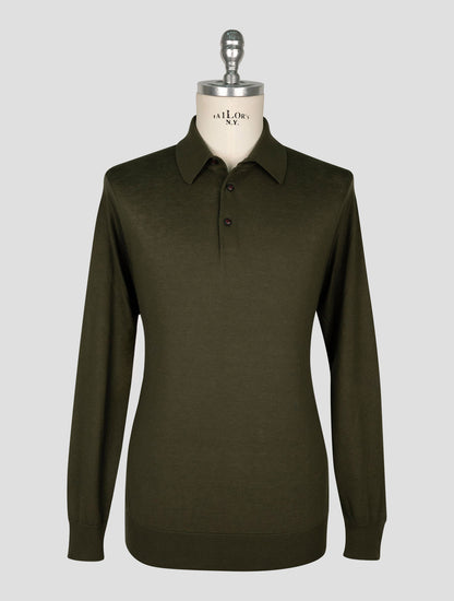 Kiton  Dark Green Cotton Sweater Polo