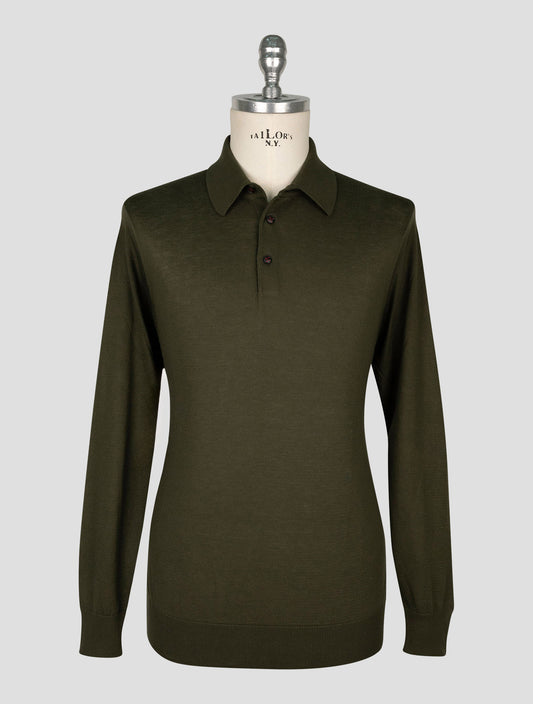 Kiton  Dark Green Cotton Sweater Polo