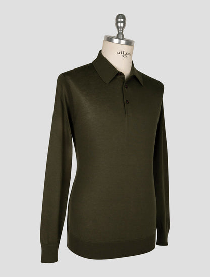 Kiton  Dark Green Cotton Sweater Polo