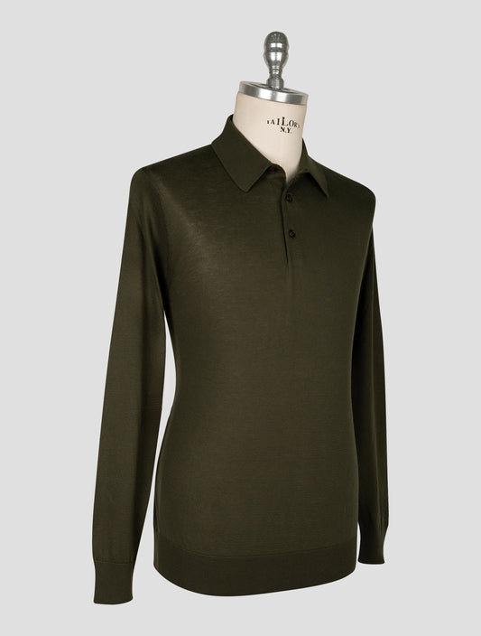 Kiton  Dark Green Cotton Sweater Polo