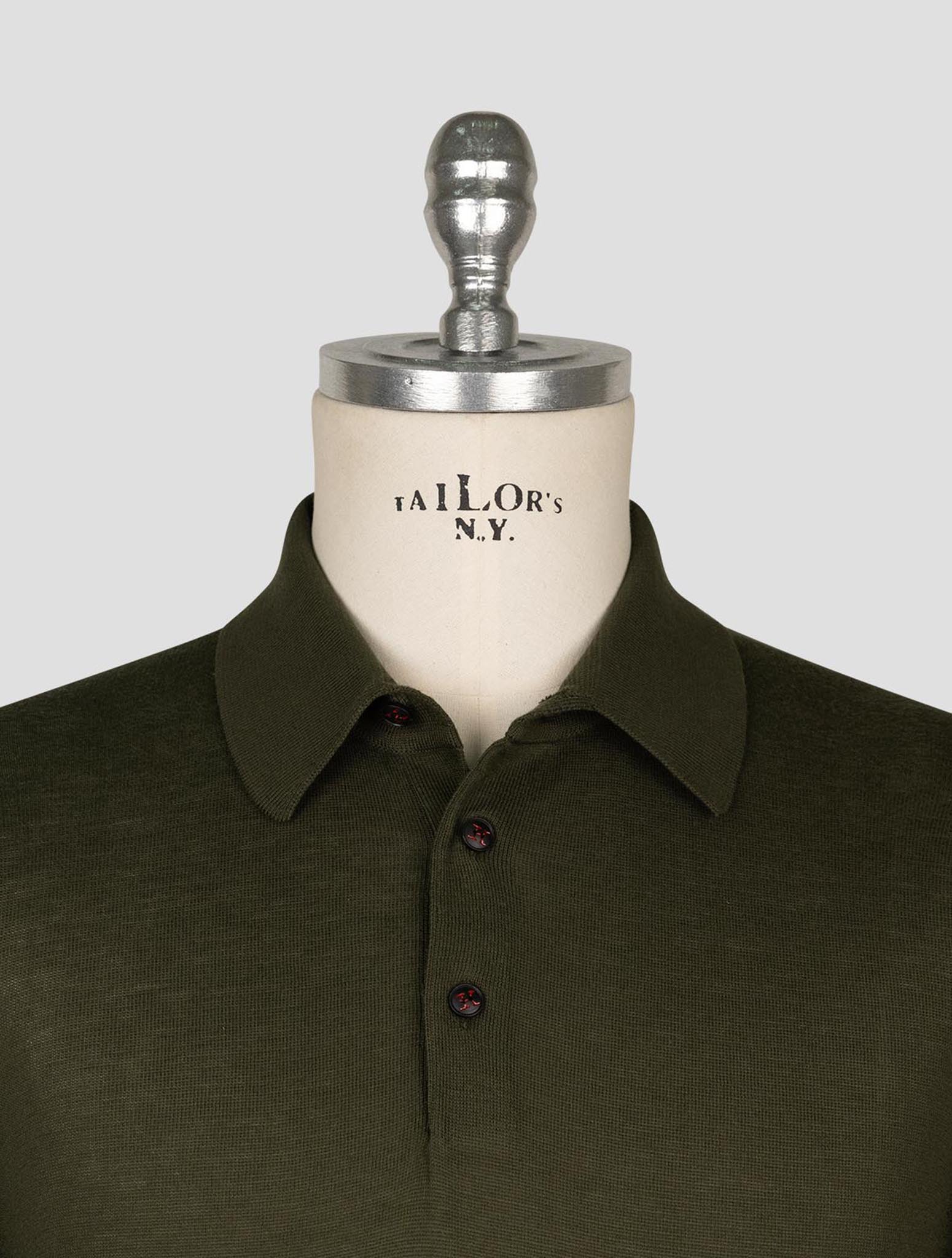 Kiton  Dark Green Cotton Sweater Polo