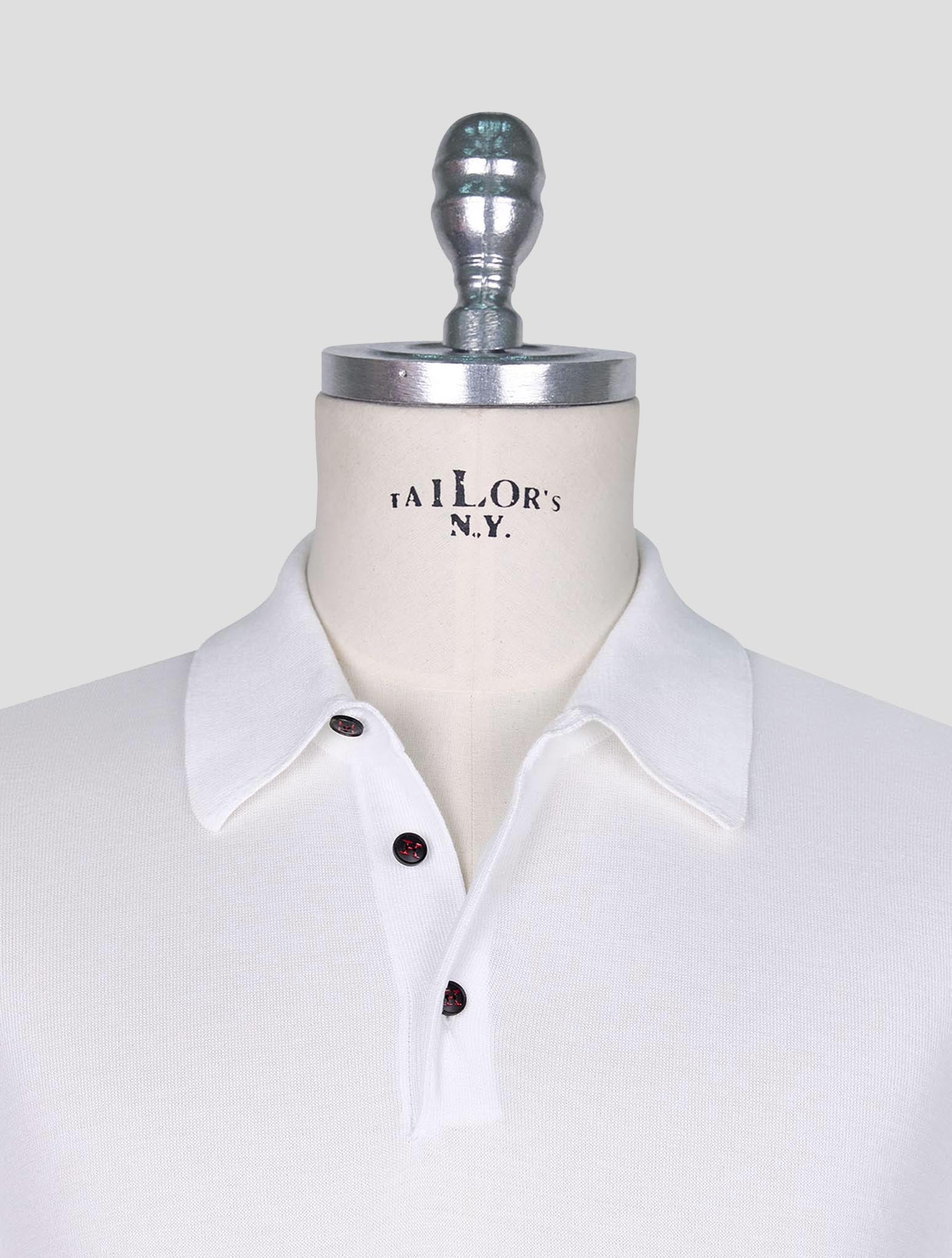 Kiton White Cotton Polo