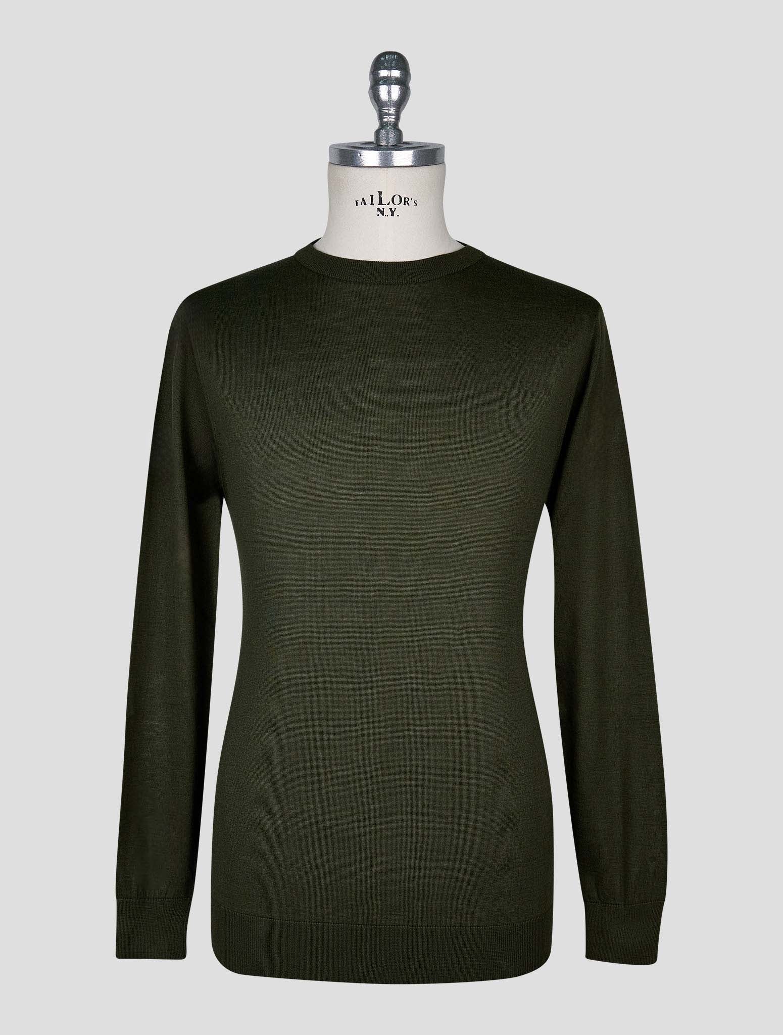 Kiton Dark Green  Cotton T-shirt Long Sleeve