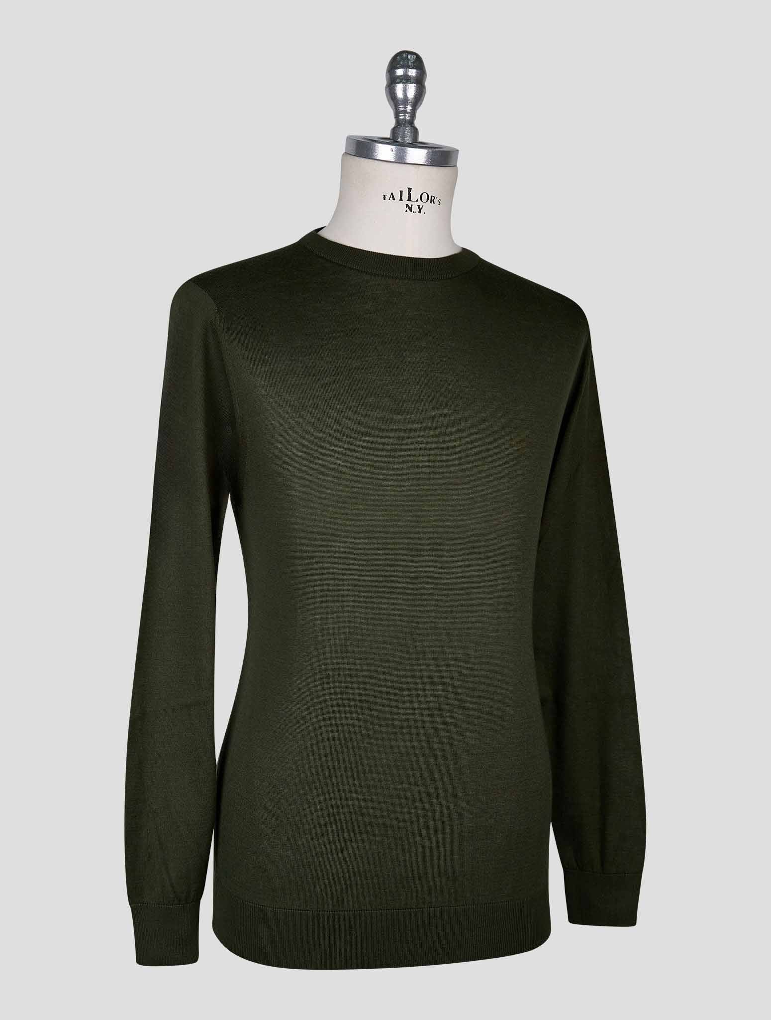 Kiton Dark Green  Cotton T-shirt Long Sleeve