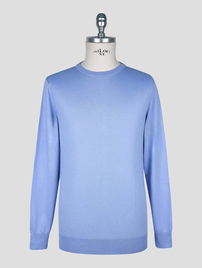 Kiton Blue Cotton T-shirt Long Sleeve