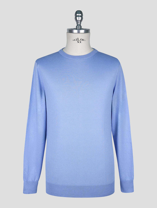 Kiton Blue Cotton T-shirt Long Sleeve