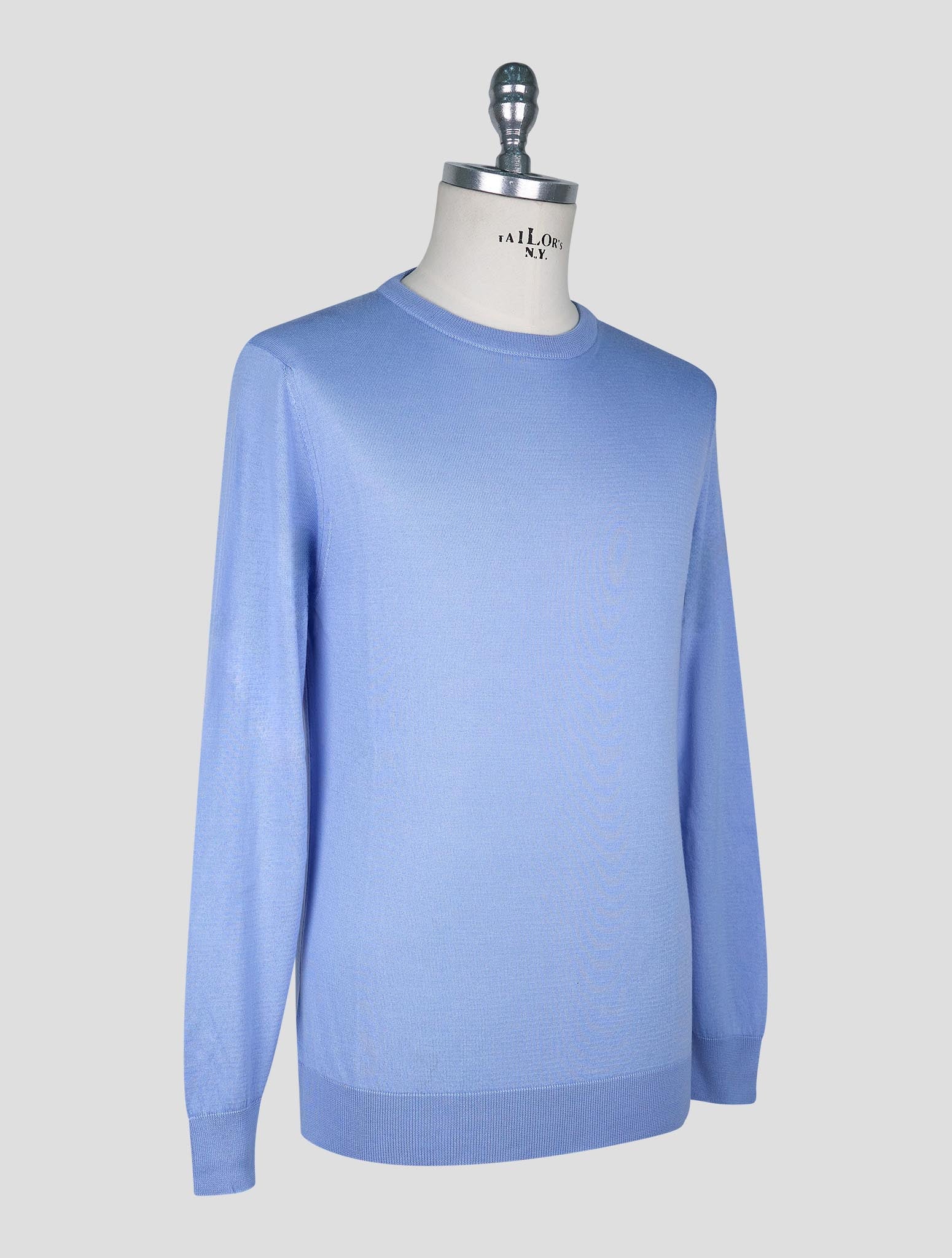 Kiton Blue Cotton T-shirt Long Sleeve