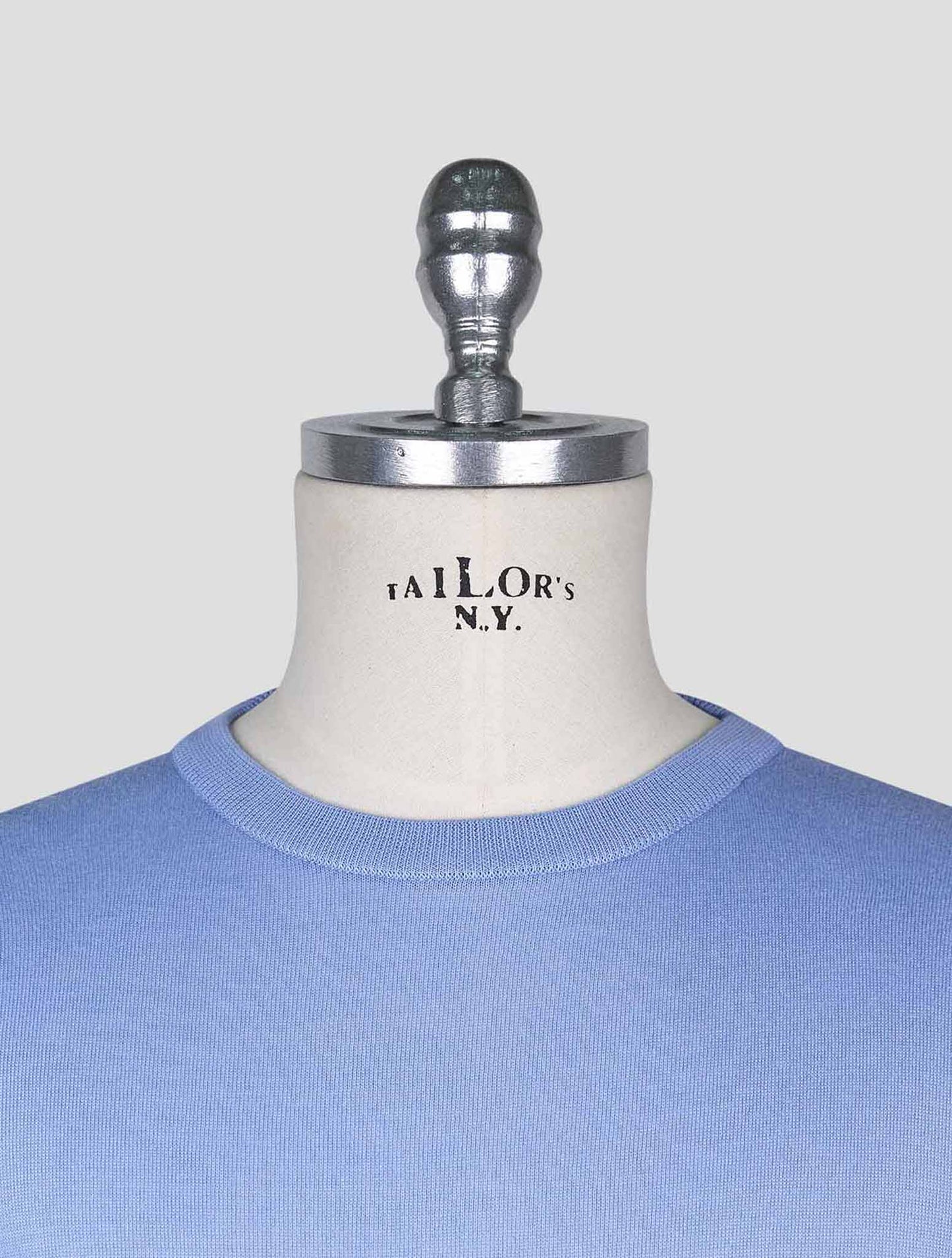 Kiton Blue Cotton T-shirt Long Sleeve