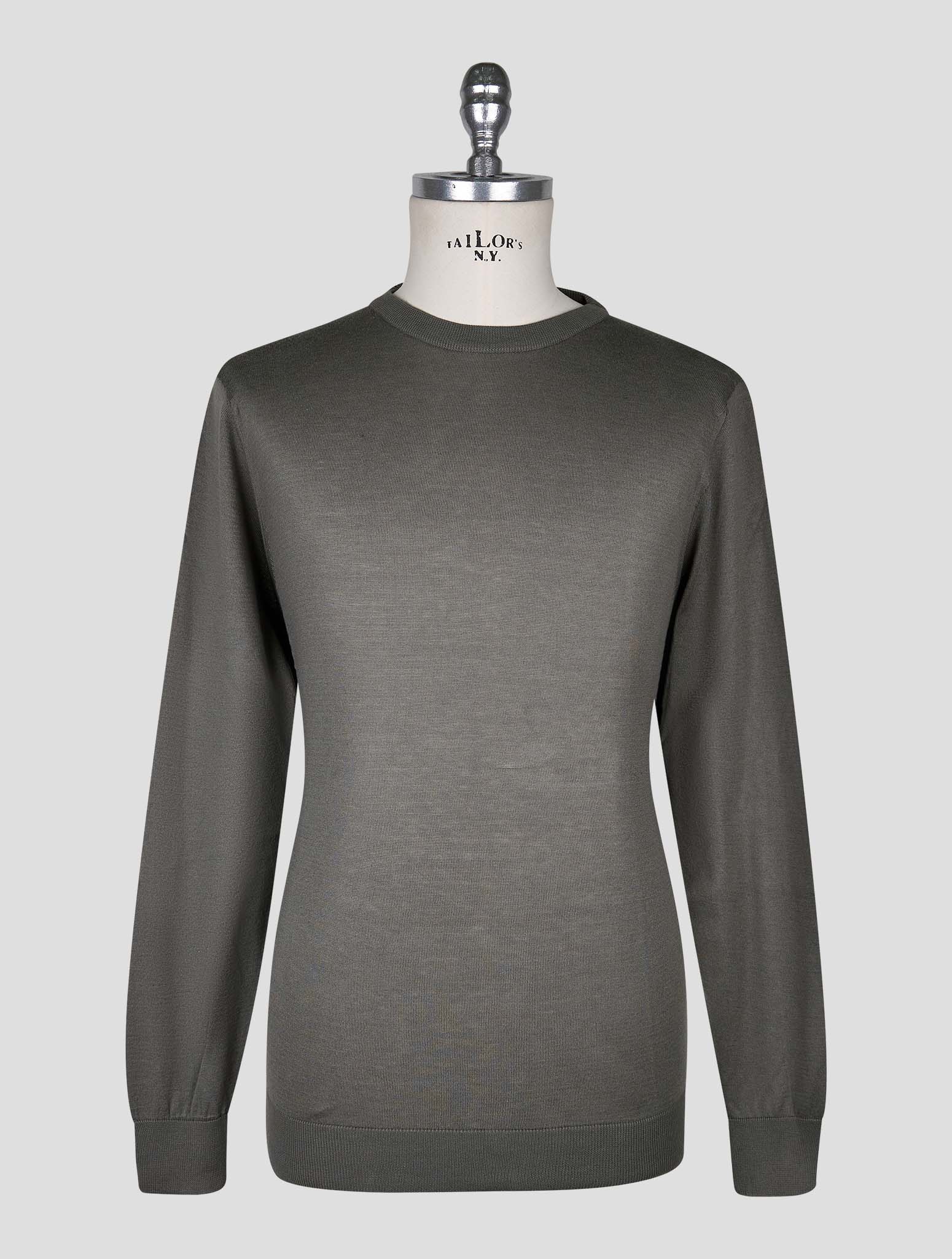 Kiton Gray Cotton T-shirt Long Sleeve