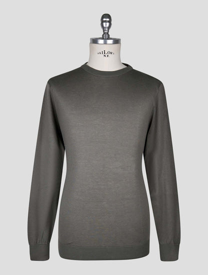 Kiton Gray Cotton T-shirt Long Sleeve