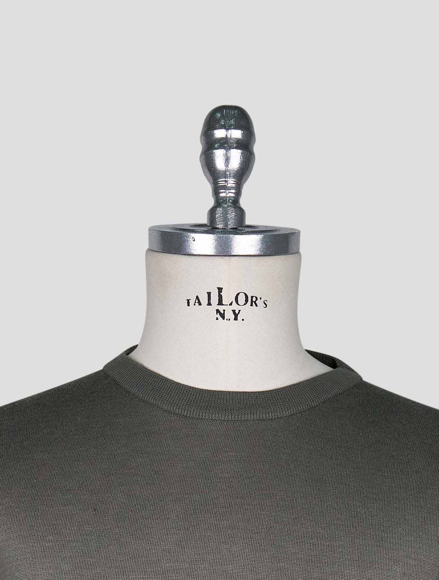 Kiton Gray Cotton T-shirt Long Sleeve