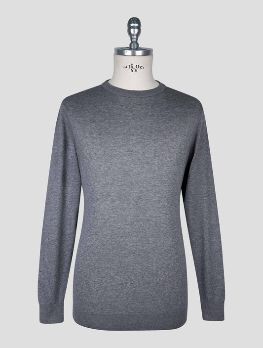 Kiton Gray Cotton T-shirt Long Sleeve
