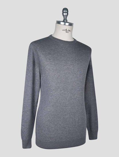 Kiton Gray Cotton T-shirt Long Sleeve