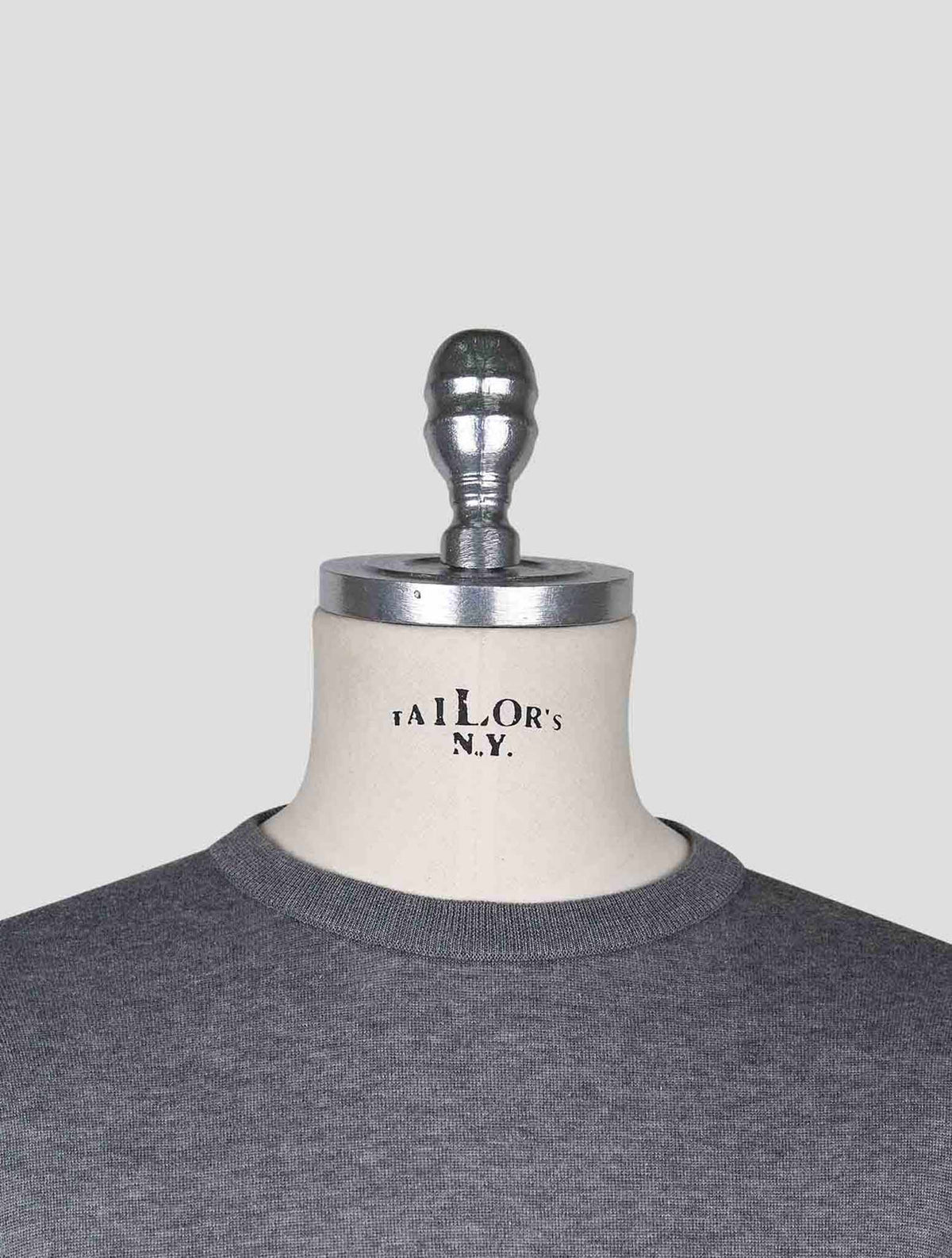 Kiton Gray Cotton T-shirt Long Sleeve